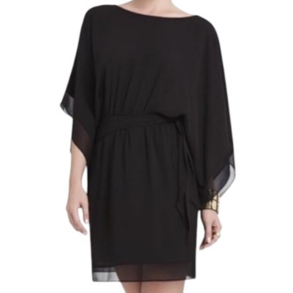 BCBGMaxAzria Lois Georgette black kimono dress size L - Picture 2 of 8